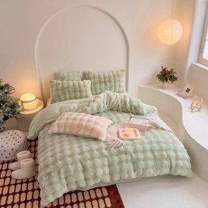 Lenjerie de Pat Dublu, ExtraPufoasa din Blăniță Artificială de Iepure, 4 piese, Verde – Confort Premium și Eleganță Absolută Lenjerie de Pat Dublu, ExtraPufoasa din Blăniță Artificială de Iepure, 4 piese, Verde – Confort Premium și Eleganță Absolută