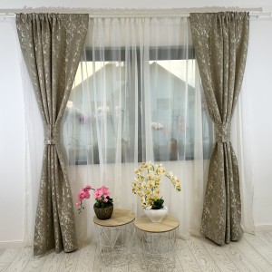 Draperie din Jacquard model Nisip, 140cm latime x 260cm înălțime, cu TIV LAT, Grej
